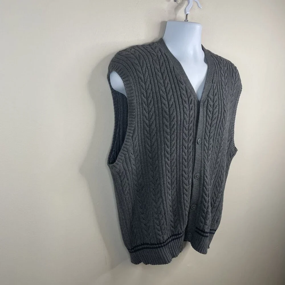 Vintage Heritage Preppy Cable Knit Sweater Vest XLarge Chunky Old Money Indie